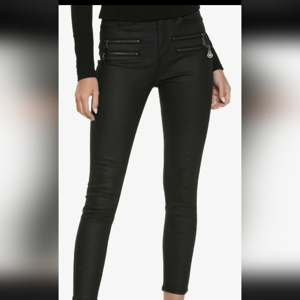 Blackcraft Sz.3 Coated Skinny Jeans With Pentacle